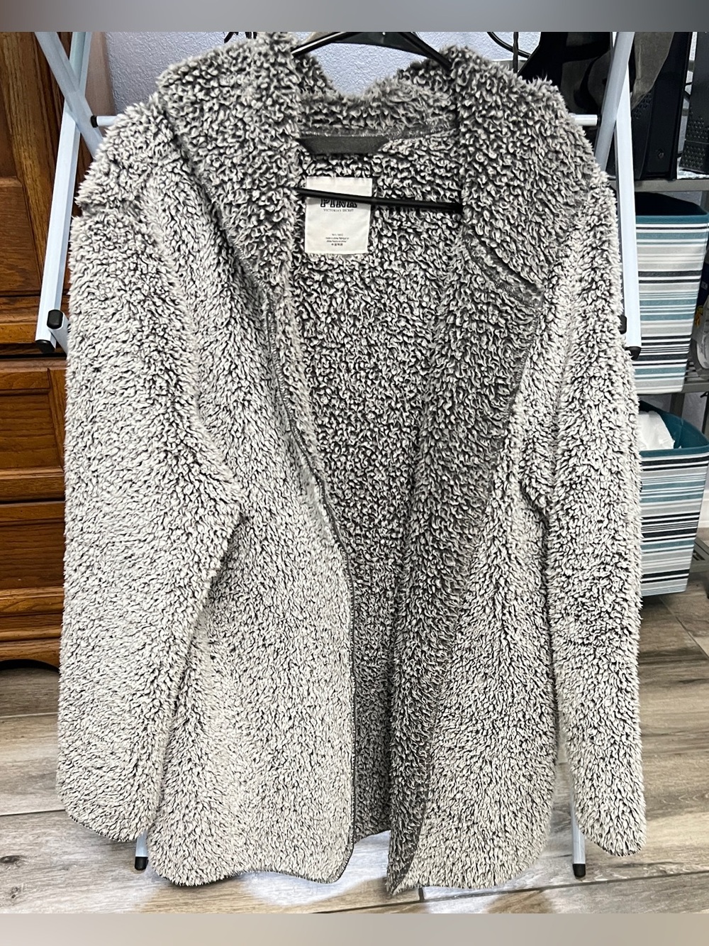 Victoria's Secret Pink Plush Teddy Jacket in Light Gray Size M/L